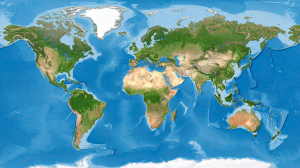 Ilustrasi peta umum yang menampilkan permukaan Bumi